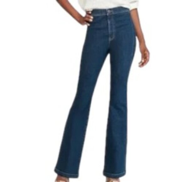Express Slim Flare Super High Rise Jeans Large - Picture 1 of 5